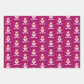 Niedlicher Schneemann mit Schneeflocken Kinder Wei Geschenkpapier Set (Vorderseite)