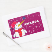 Niedlicher Schneemann mit Schneeflocken Kinder Wei Rechteckiger Aufkleber (Umschlag)