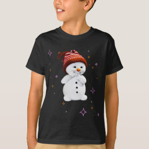Niedlicher Schneemann mit Schneeflocken zu Weihnac T-Shirt