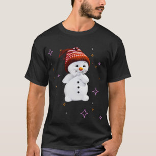 Niedlicher Schneemann mit Schneeflocken zu Weihnac T-Shirt