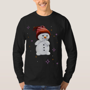 Niedlicher Schneemann mit Schneeflocken zu Weihnac T-Shirt