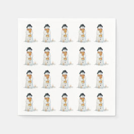 Niedlicher Schneemann mit schwarzem Hut Weihnachts Serviette