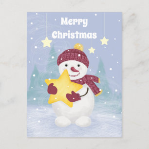 Niedlicher Schneemann mit Star Feiertagspostkarte