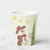 Niedlicher Schneemann mit Sternen Pappbecher (Vorderseite)