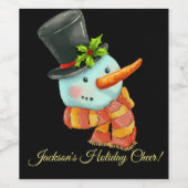 Niedlicher Schneemann mit Top Hat Custom Christmas Weinetikett (Einzelnes Label)