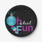 niedlicher Schneemann mit Urlaubsornament Pappteller (Vorderseite)