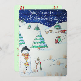 Niedlicher Schneemann mit Weihnachts-Strumpf im Sc Einladung