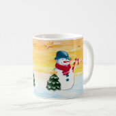 Niedlicher Schneemann mit Weihnachtsbaumstars Kind Kaffeetasse (VorderseiteRechts)