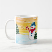 Niedlicher Schneemann mit Weihnachtsbaumstars Kind Kaffeetasse (Links)