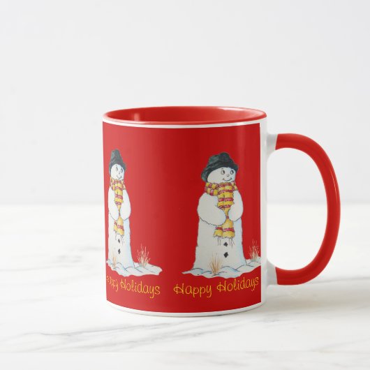 Niedlicher Schneemann mit Weihnachtsgeschenk Tasse (Rechts)