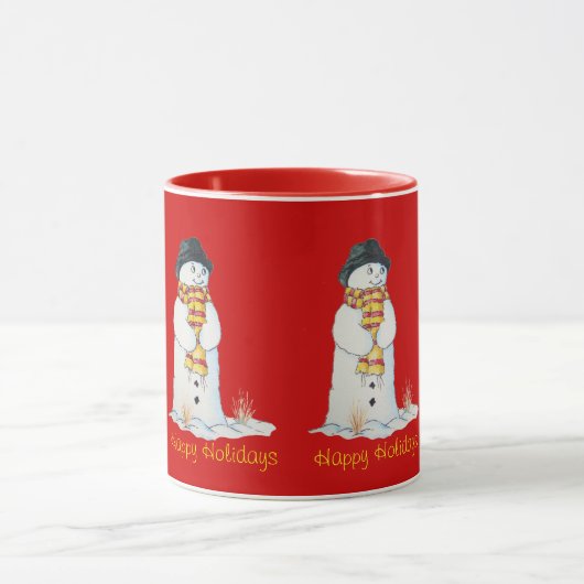 Niedlicher Schneemann mit Weihnachtsgeschenk Tasse (Zentrum)