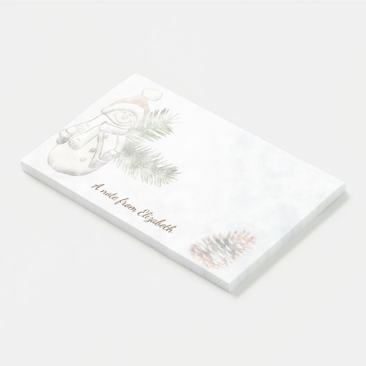 Niedlicher Schneemann mit Weihnachtsmannmütze - Pe Post-it Klebezettel (angewinkelt)