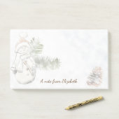 Niedlicher Schneemann mit Weihnachtsmannmütze - Pe Post-it Klebezettel (Auf Schreibtisch)