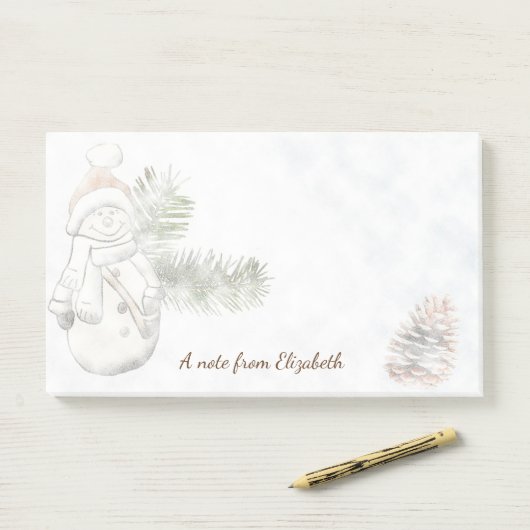 Niedlicher Schneemann mit Weihnachtsmannmütze - Pe Post-it Klebezettel (Auf Schreibtisch)