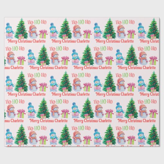 Niedlicher Schneemann Neuzugänge Empfänger Name We Geschenkpapier (Flach)