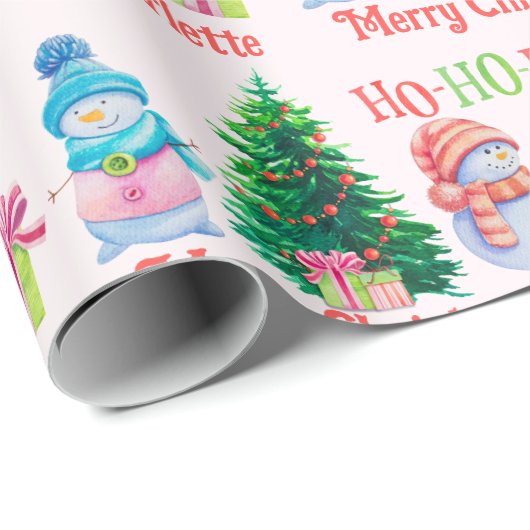 Niedlicher Schneemann Neuzugänge Empfänger Name We Geschenkpapier (Rolleneckpunkt)