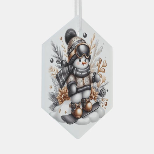 Niedlicher Schneemann Ornament Aus Glas (Vorderseite Rechts)