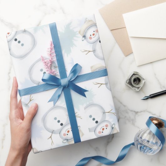 Niedlicher Schneemann & Schneeflocke Geschenkverpa Geschenkpapier (Schenken)