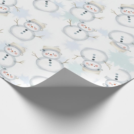 Niedlicher Schneemann & Schneeflocke Geschenkverpa Geschenkpapier (Ecke)