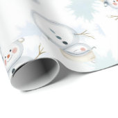 Niedlicher Schneemann & Schneeflocke Geschenkverpa Geschenkpapier (Rolleneckpunkt)