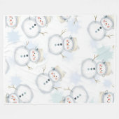 Niedlicher Schneemann & Schneeflocke Muster Blanka Fleecedecke (Vorderseite (Horizontal))