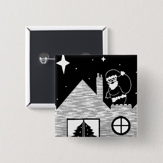 Niedlicher Schneemann schwarz-weiß Weihnachtsknopf Button (Vorne & Hinten)