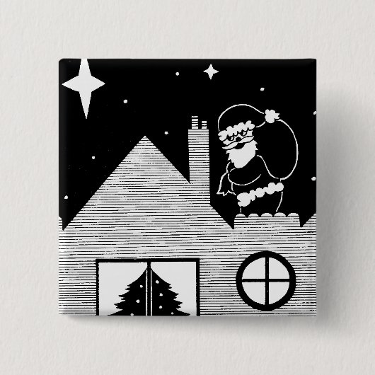 Niedlicher Schneemann schwarz-weiß Weihnachtsknopf Button (Vorderseite)