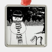 niedlicher Schneemann Silbernes Ornament (Vorne)