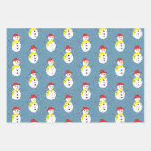 Niedlicher Schneemann und blauer Schnee Geschenkpapier Set (Vorderseite 3)