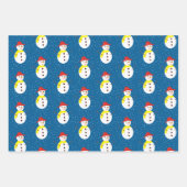 Niedlicher Schneemann und blauer Schnee Geschenkpapier Set (Vorderseite 2)