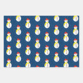 Niedlicher Schneemann und blauer Schnee Geschenkpapier Set (Vorderseite)
