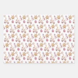 Niedlicher Schneemann und Cookies Geschenkpapier Set