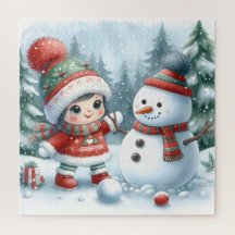 Niedlicher Schneemann und Freund