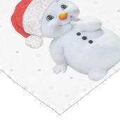 Niedlicher Schneemann und Goldball auf Weiß Mittelgroßer Tischläufer (Ecke)