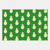 Niedlicher Schneemann und grüner Schnee Geschenkpapier Set (Vorderseite 2)