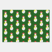 Niedlicher Schneemann und grüner Schnee Geschenkpapier Set (Vorderseite)