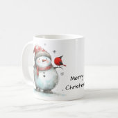 Niedlicher Schneemann und Kardinal Red Bird Kaffeetasse (Vorderseite Links)