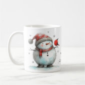 Niedlicher Schneemann und Kardinal Red Bird Kaffeetasse (Links)