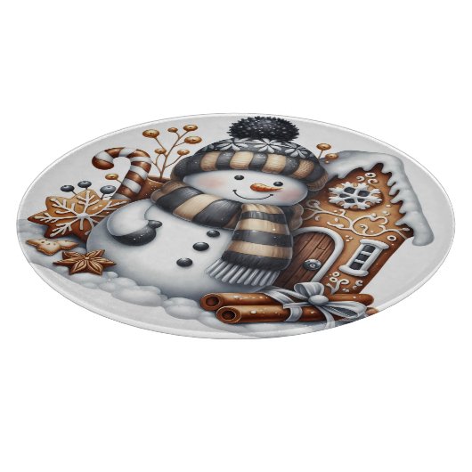 Niedlicher Schneemann und Lebkuchen Weihnachten Schneidebrett (Ecke)