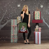 Niedlicher Schneemann und Leuchtturm auf Kariertem Tasche