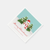 Niedlicher Schneemann und personalisierbarer Name  Serviette (Ecke)