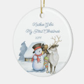 Niedlicher Schneemann und Rentier Erste Keramik We Keramik Ornament (Links)