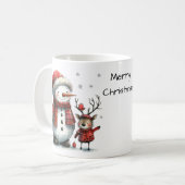 Niedlicher Schneemann und Rentier Kaffeetasse (Vorderseite Links)