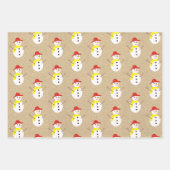 Niedlicher Schneemann und Schnee auf braunem beige Geschenkpapier Set (Vorderseite 2)