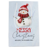 Niedlicher Schneemann und Schnee Frohe Weihnachtsf Mittlere Geschenktüte (Vorderseite)