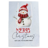 Niedlicher Schneemann und Schnee Frohe Weihnachtsf Mittlere Geschenktüte (Rückseite)