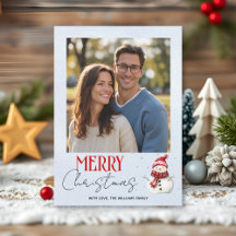 Niedlicher Schneemann und Schnee Weihnachten Foto