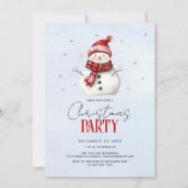 Niedlicher Schneemann und Schnee Weihnachten Party Einladung (Vorderseite)