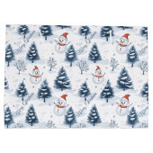 Niedlicher Schneemann und schneebedeckte Bäume fro Große Geschenktüte (Rückseite)