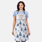 Niedlicher Schneemann und schneebedeckte Bäume Schürze (Getragen)